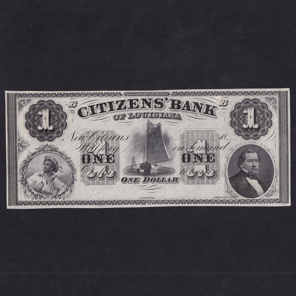 US Obsolete - Citizens' Bank of Louisiana, $1, 18xx, unissued, UNC