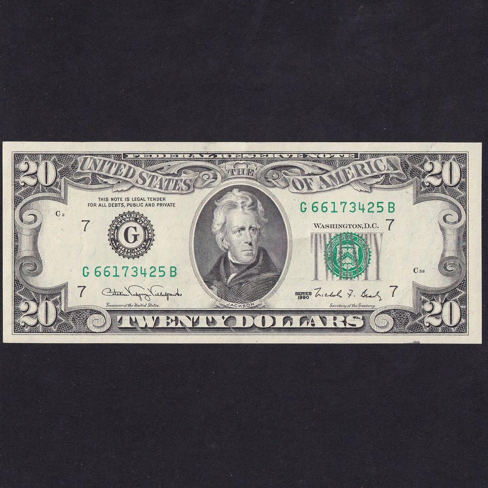 USA (P487) $20, 1990, Jackson, ink mark, Good VF
