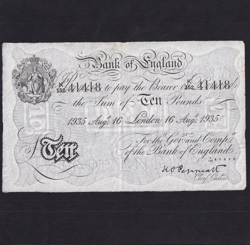 Bank of England (B242) Peppiatt, £10, 16th August 1935, K152 41418, Good VF