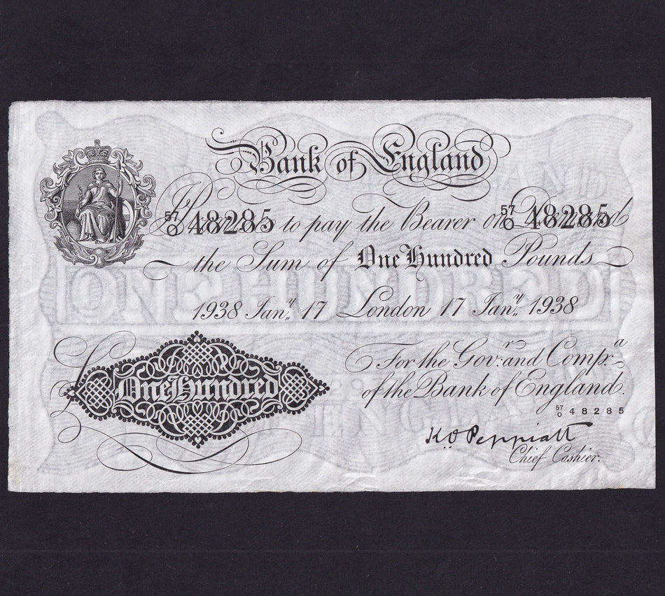 Bank of England (B245) Peppiatt, £100, 17th January 1938, 57O 48285, Good VF