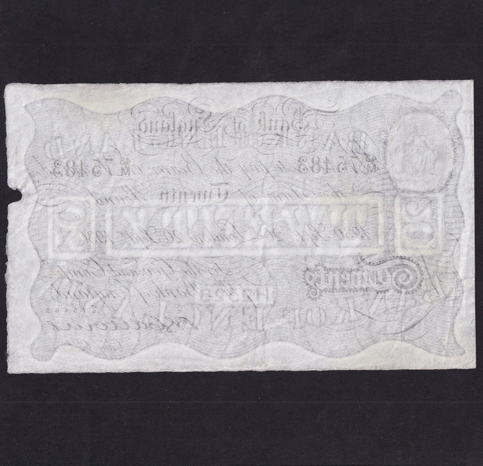 Bank of England (B230) Catterns, £20, 20th September 1930, 43N 75483, slight rust, Good VF