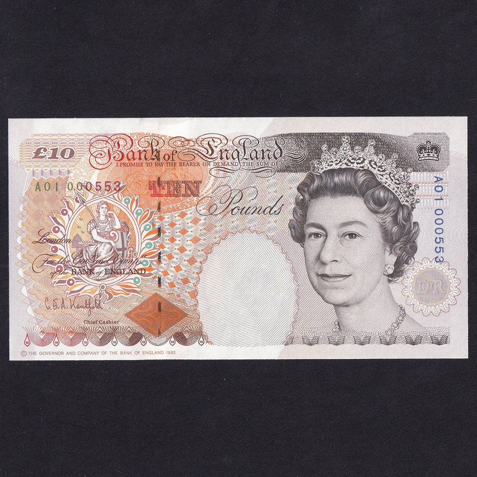 Bank of England (B366) Kentfield, £10, low number and first million, A01 000553, UNC