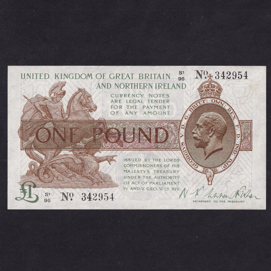 Treasury Series (T34) Fisher, £1, Northern Ireland, S1/96 342954, serial indents reverse, Good VF