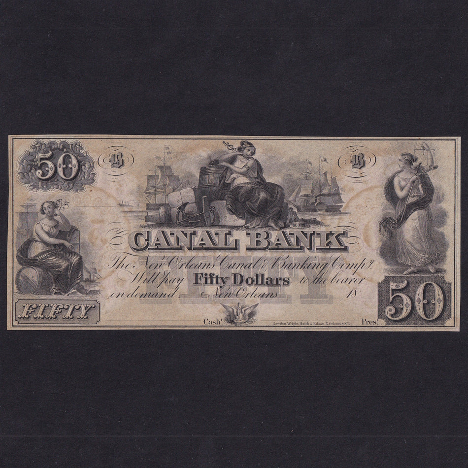 US Obsolete - Louisiana Canal Bank, $50, 18xx, unissued, UNC