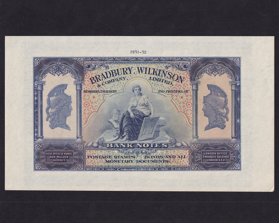 Promotional - Bradbury Wilkinson, 1932, engraver at work promotional note, Good EF
