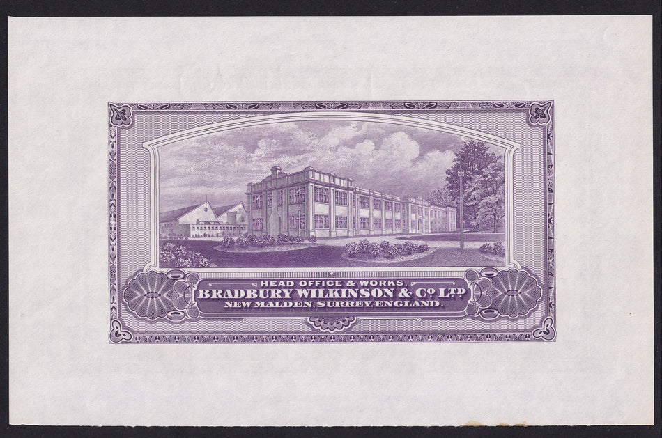 Promotional - Bradbury Wilkinson, 19xx, Head Office & Works promotional note but obverse text Bradbury Wilkinson & Co Ltd on obverse , Good EF