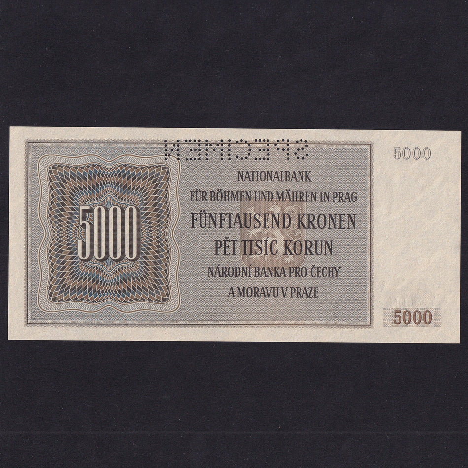 Bohemia and Moravia (P17s) 5000 Korun specimen, 1944, S13A 009706, UNC