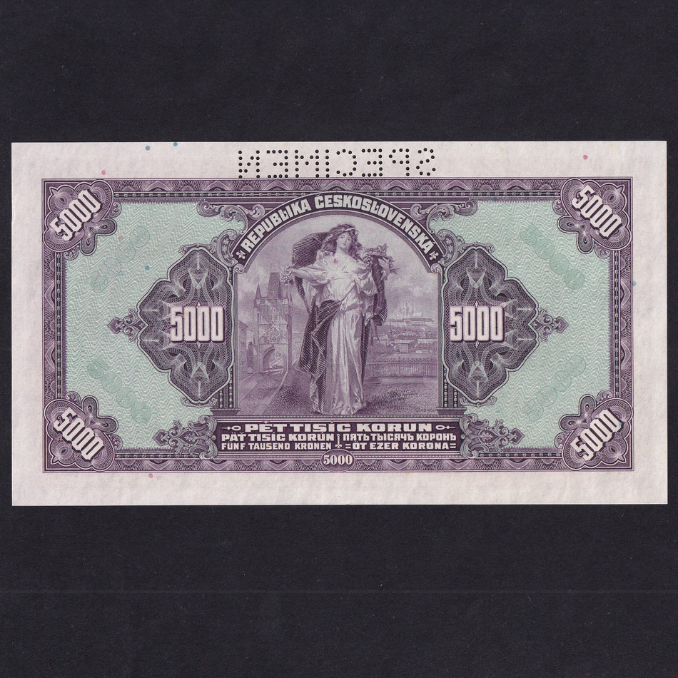 Czechoslovakia (P19s) 5000 Korun specimen, 1920, 613919, UNC