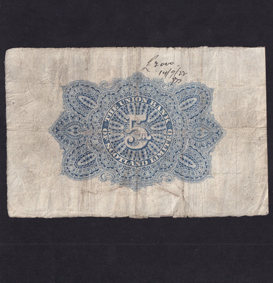 Scotland (PS806) Union Bank of Scotland, £5, 18th August 1920, No.C 163/043, PMS UB58, VG/ Fine