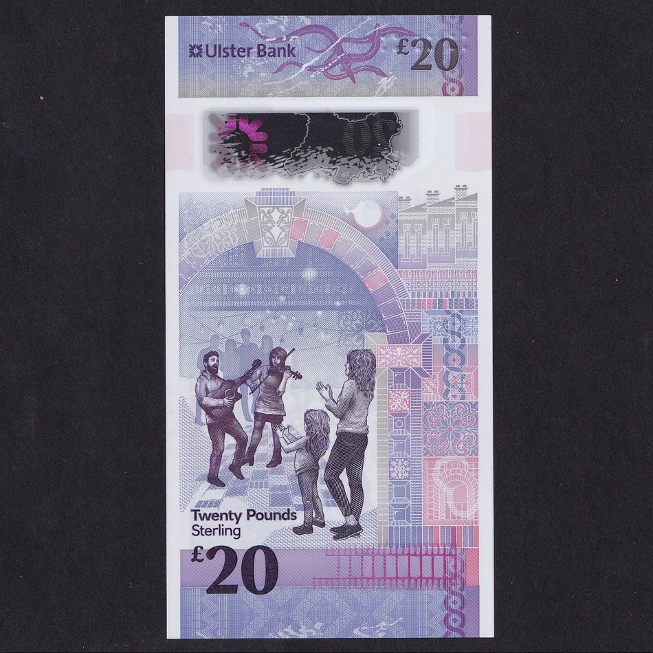 Northern Ireland, Ulster Bank, £20, 2019, AA000004, the lowest number available as the other notes in bank's archive, PMI UB101, UNC