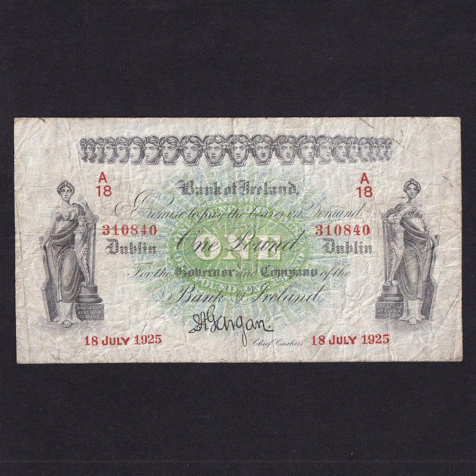 Ireland (P95d) Bank of Ireland, £1, 18th July 1925, Dublin, A18 310840, BA85, VG/Fine