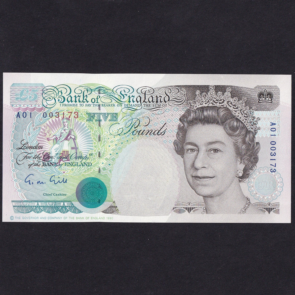 Bank of England (B357/C116) Gill, £5, A01 003173, first million and low serial, UNC