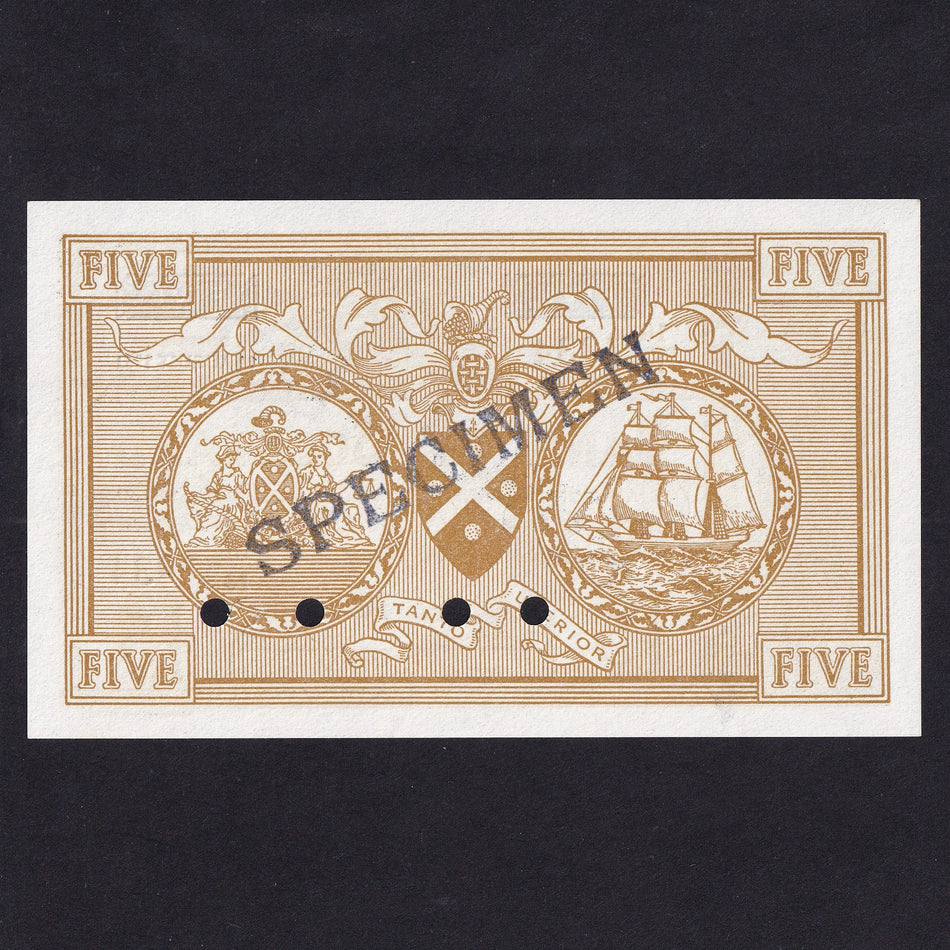 Scotland, Bank of Scotland, £5 specimen essay in blue, never issued, 14th August 1962, Bilsland/ Wilson, 10/N 1234, BA107b, UNC