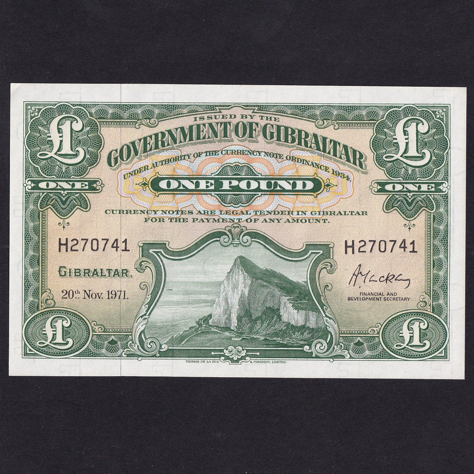 Gibraltar (P18b) £1, 20th November 1971, H270741, UNC