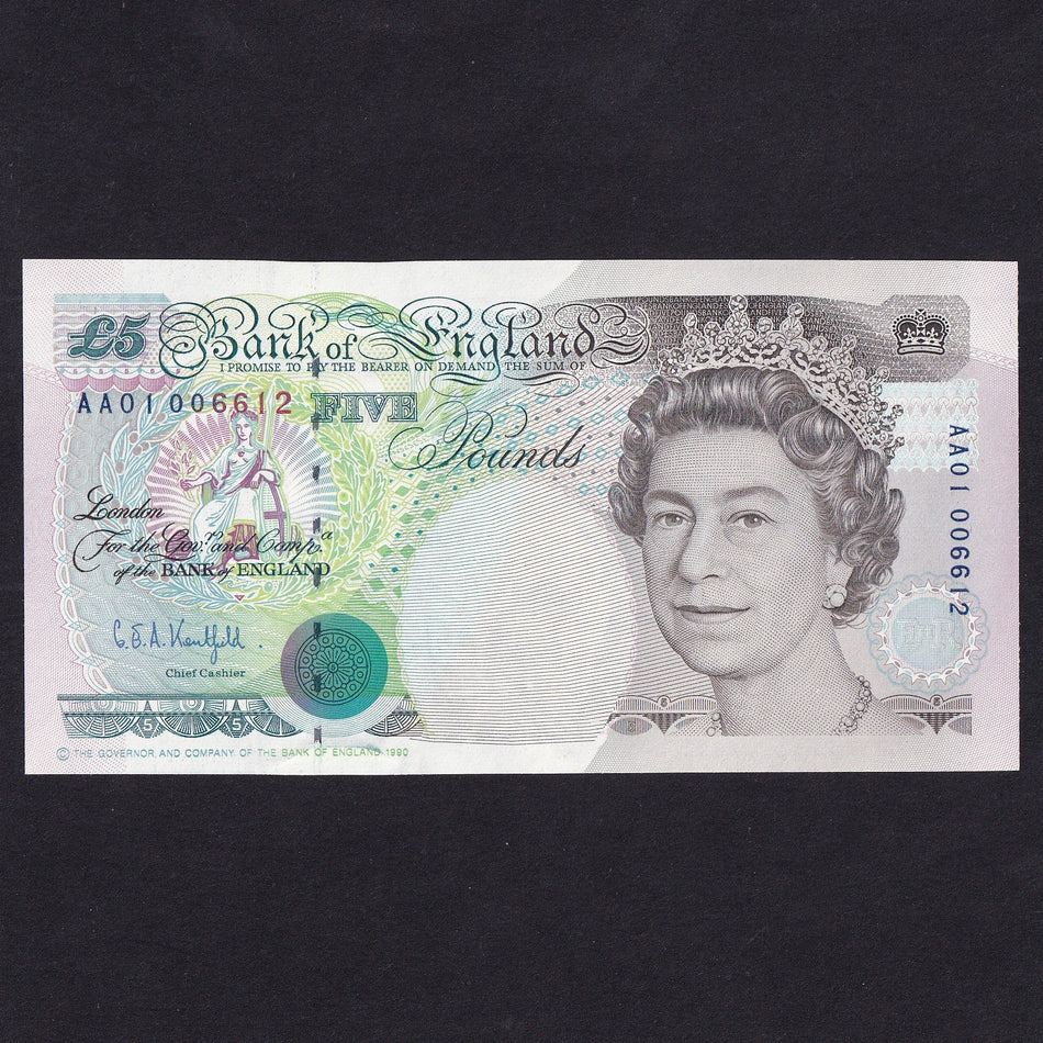 Bank of England (B363) Kentfield, £5, first million, AA01 006612, UNC