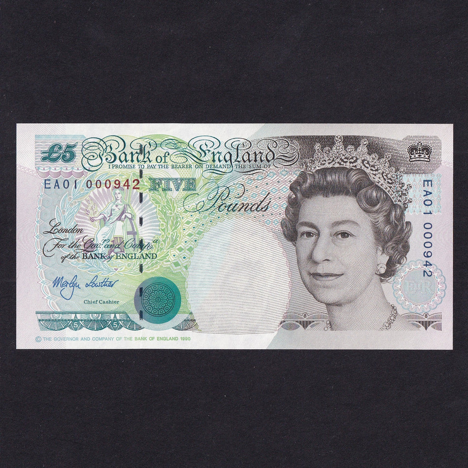 Bank of England (B380) Lowther, £5, EA01 000942, from circulation, UNC