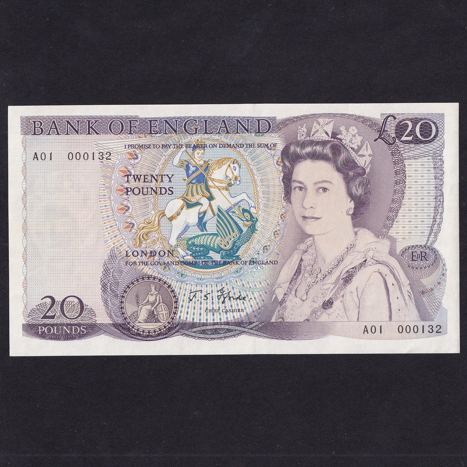 Bank of England (B318) Fforde, £20, first million and superb low serial, A01 000132, A/UNC