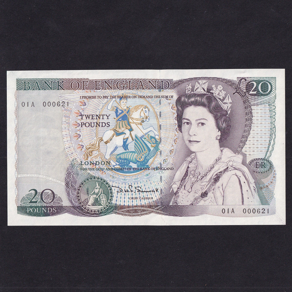 Bank of England (B351) Somerset, £20, first million and low serial, 01A 00621, A/UNC