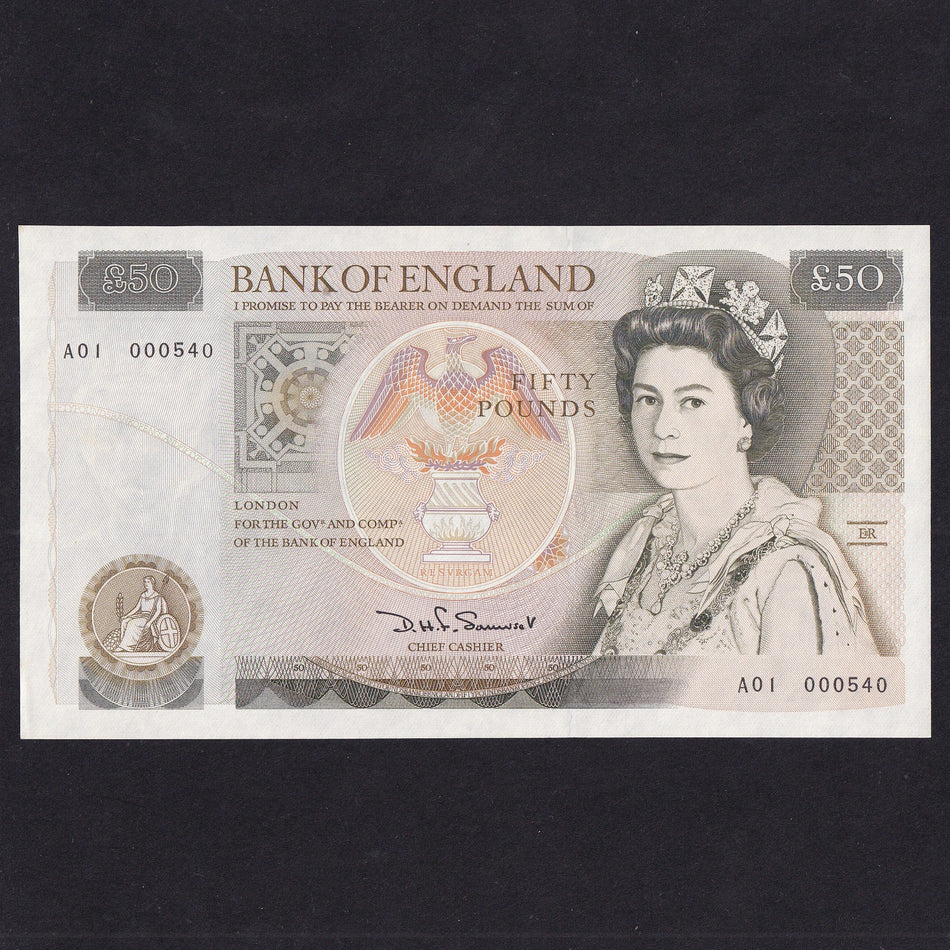 Bank of England (352) Somerset, £50, A01 00540, first million and low number, A/UNC