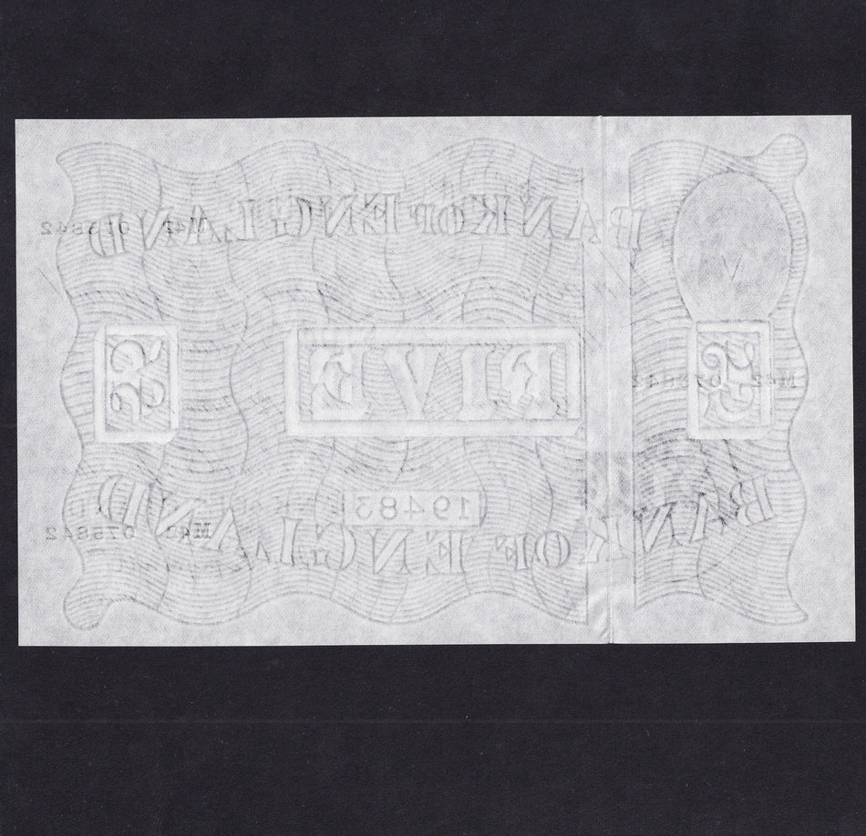 Bank of England (B264) Peppiatt, £5, 12 June 1947, M42 075842, serial indents on reverse, UNC