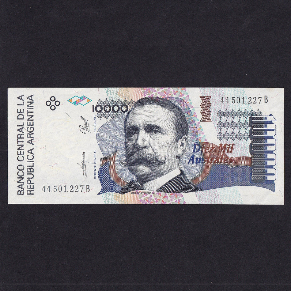 Argentina (P334a) 10,000 Australes, 1989, liberty head watermark, A/UNC