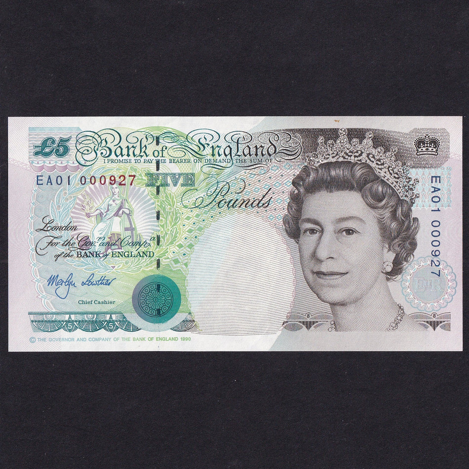Bank of England (B380) Lowther, £5, EA01 000927, from circulation, UNC