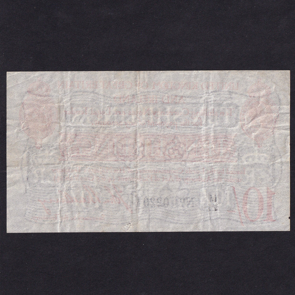 Treasury Series (T12 type 1) Bradbury, 10 Shillings, 1915, De La Rue, M71 02201, small tear otherwise genuine VF