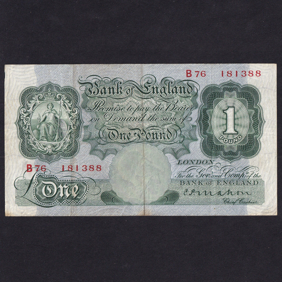Bank of England (B212) Mahon, £1, 1928, B76, VG/Fine