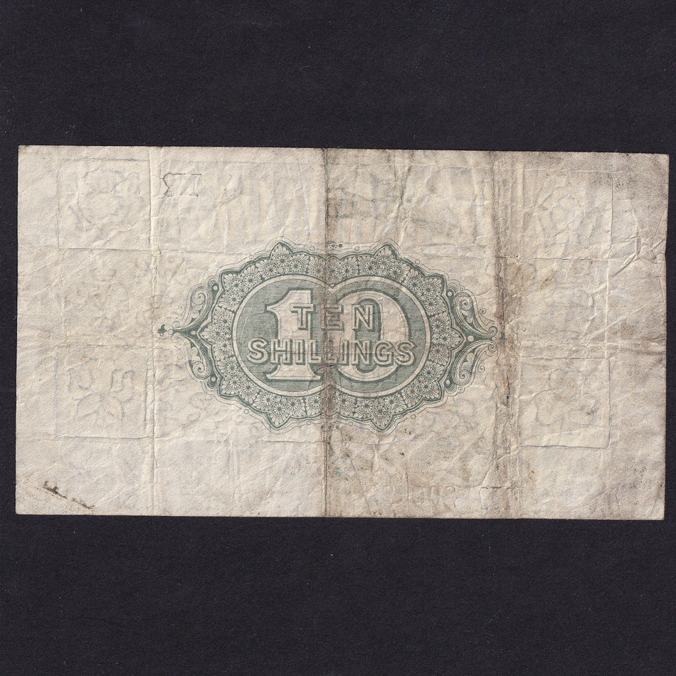 Treasury Series (T18) Bradbury, 10 Shillings, black dash, A21 200183, VG