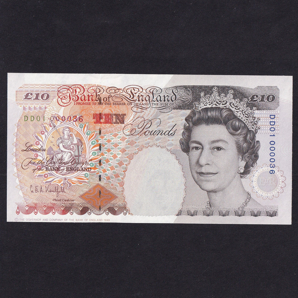 Bank of England (B369) Kentfield, £10, DD01 000036, low serial and first million, UNC