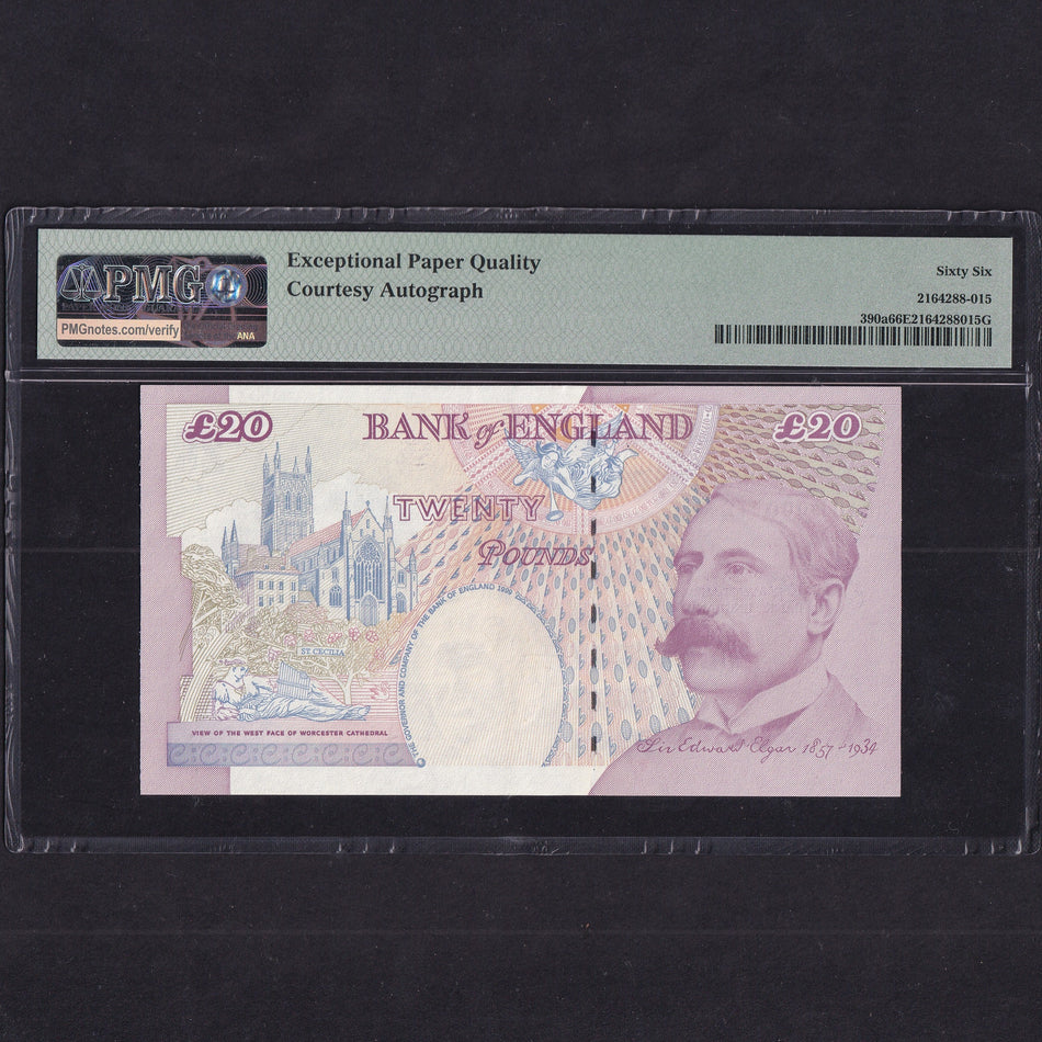 Bank of England (B386) Lowther, £20, HAND SIGNED by Cashier, A01 000112, low serial and first million, PMG66, UNC