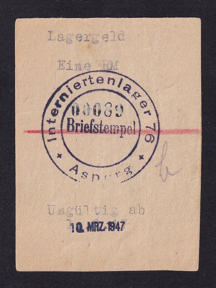 Germany, Asperg Internment Camp 76, 1 Reichsmark, 1947, SB GE1706N, Good Fine