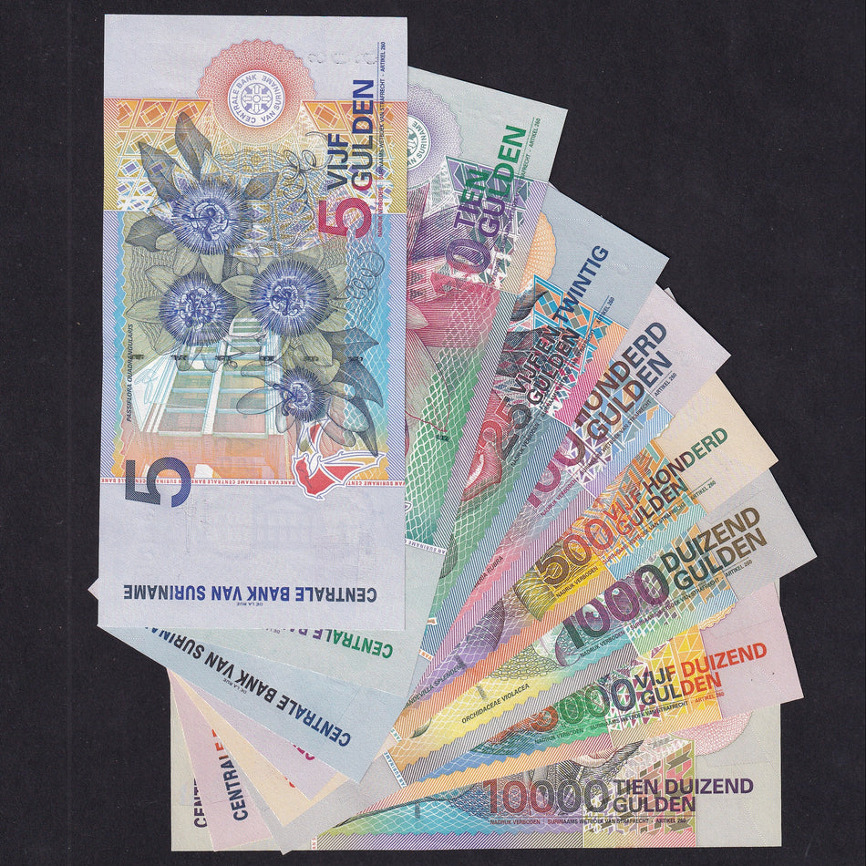 Suriname (P146-153) 5 - 10,000 Gulden set (8 notes), 2000, UNC