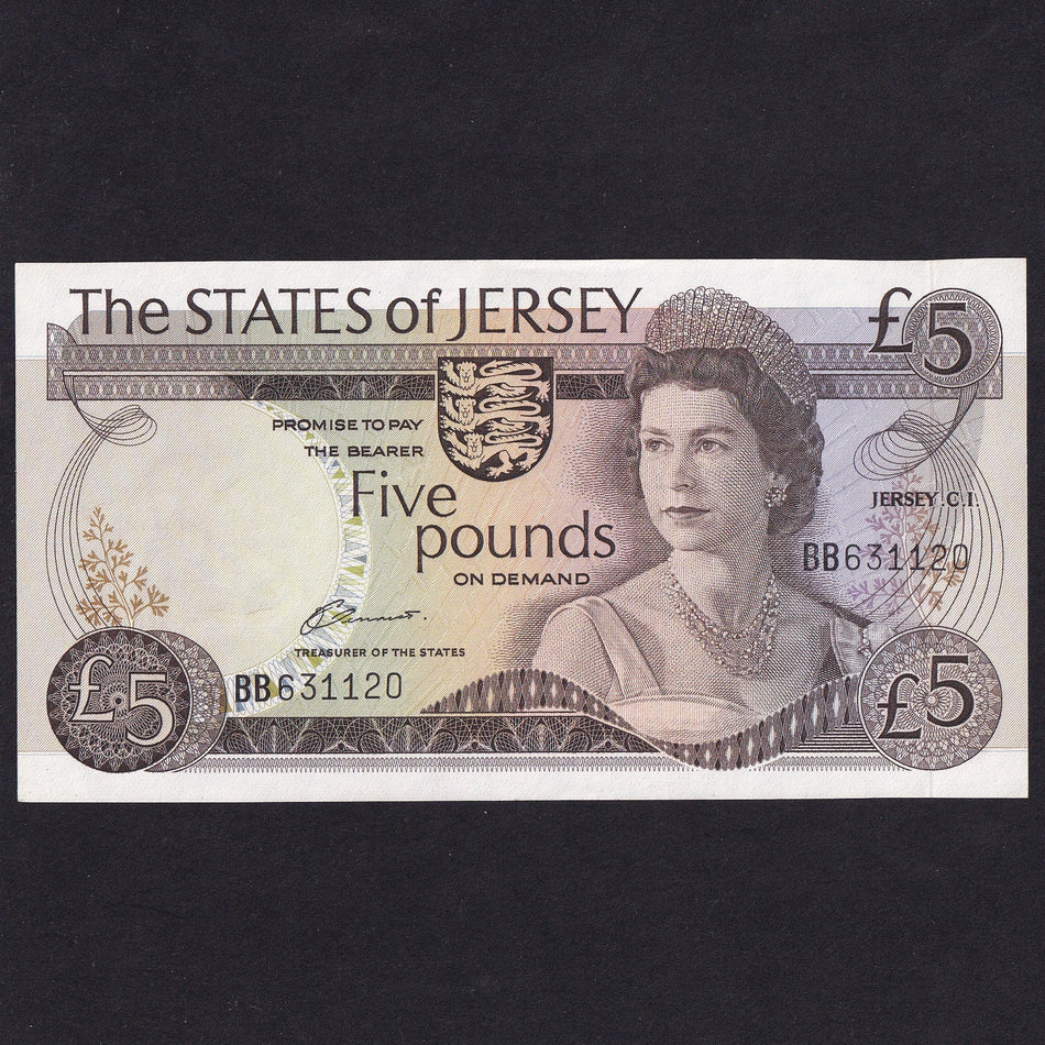 Jersey (P12a) £5, Clennet, QEII, UNC