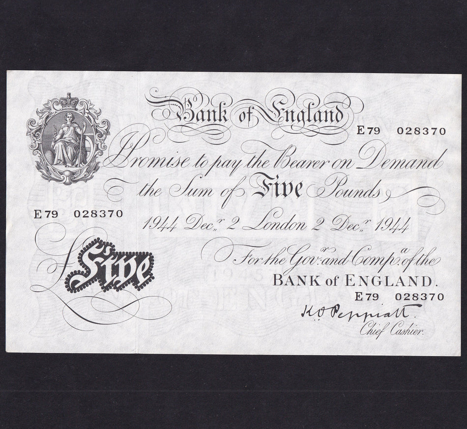 Bank of England (B255) Peppiatt, £5, 2nd December 1944, E79 028370, Good EF