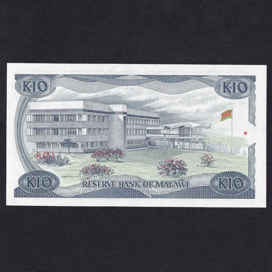 Malawi (P21b), 10 Kwacha, 1988, serial no. M/18 202927, UNC