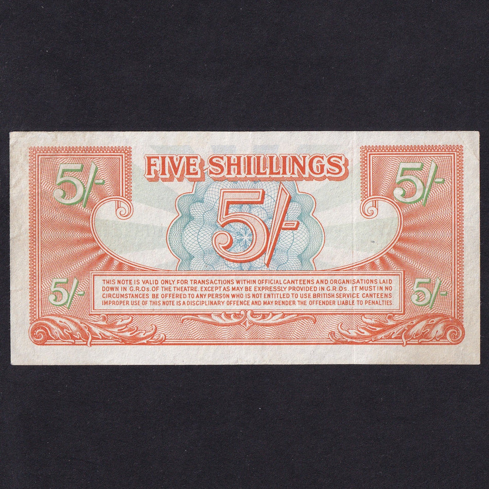 British Armed Forces (PM27) 5 Shillings, 1956, 3rd series, serial no. H/1 109984, pressed, A/VF
