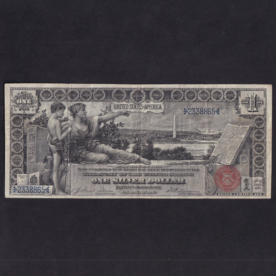 USA (P335) $1 Silver Certificate, 1896 Educational Series, serial no. 2338865, Tillman–Morgan, Fine