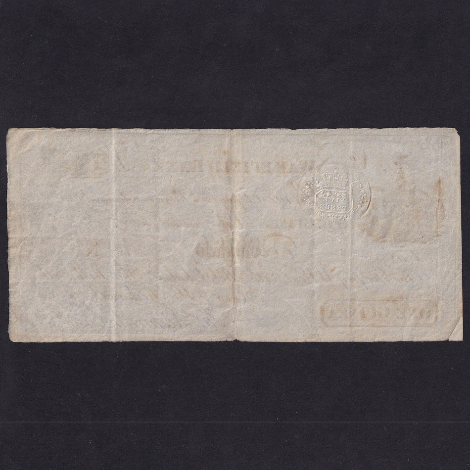Provincial - Wakefield Bank, 1 Guinea, 18xx, unissued, for Wentworth, Chaloner & Rishworths, signed Rishworth, Outing 2240, Fine/VF