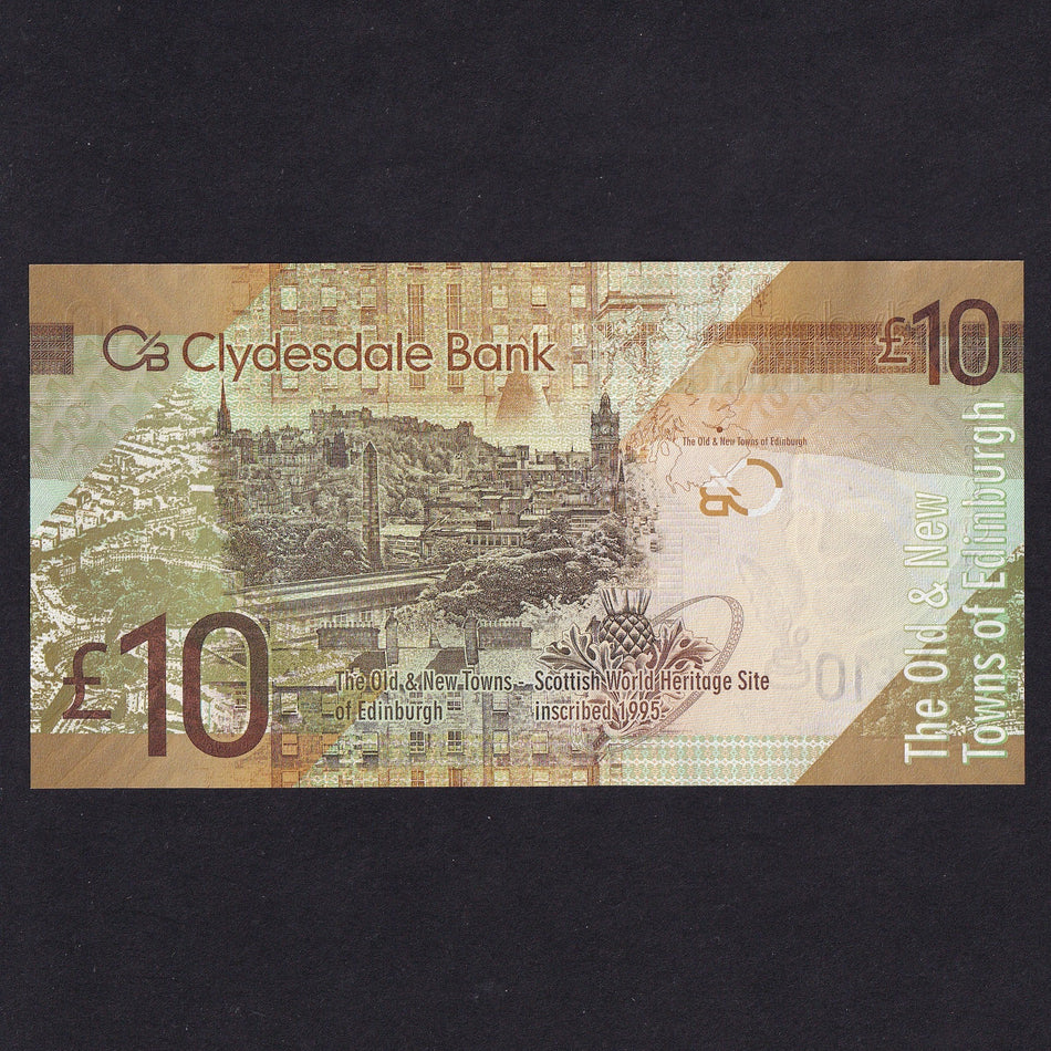 Scotland (P229Jr) Clydesdale Bank, £10 ZZ replacement, 25th January 2009, serial no. E/ZZ 231287, PMS CL65a, UNC