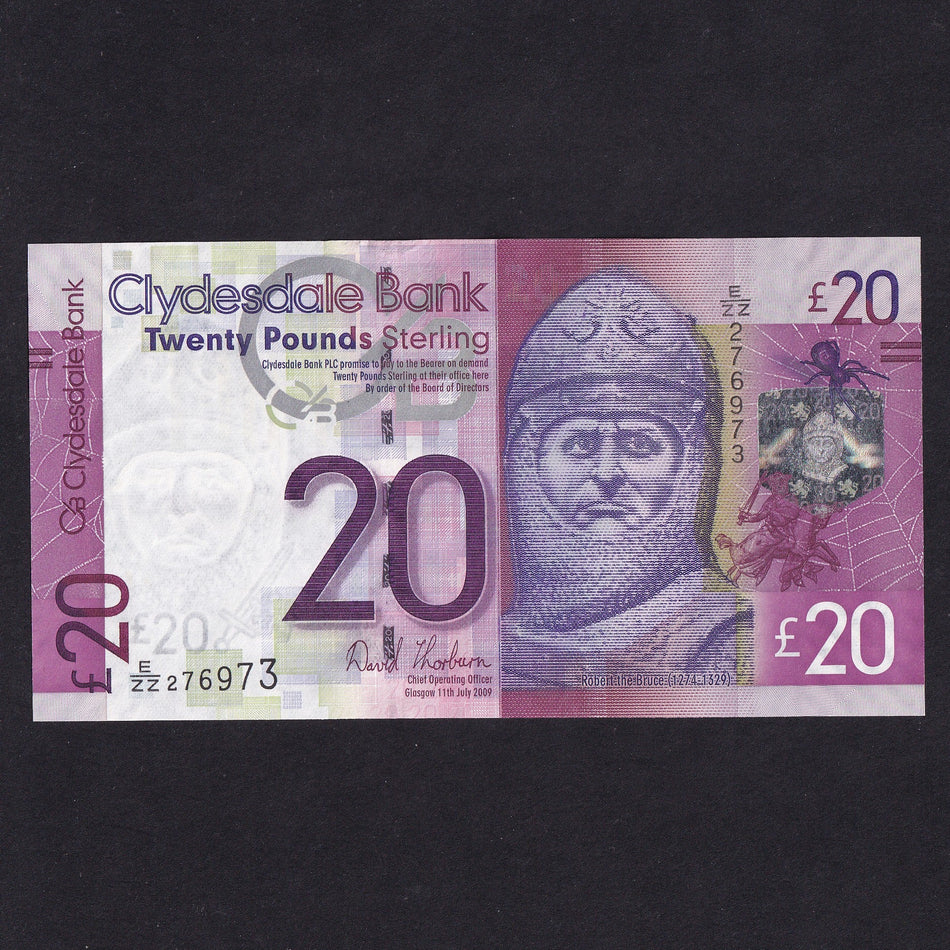Scotland (P229Kar) Clydesdale Bank, £20 ZZ replacement, 11th July 2009, serial no. E/ZZ 276973, PMS CL66a, UNC