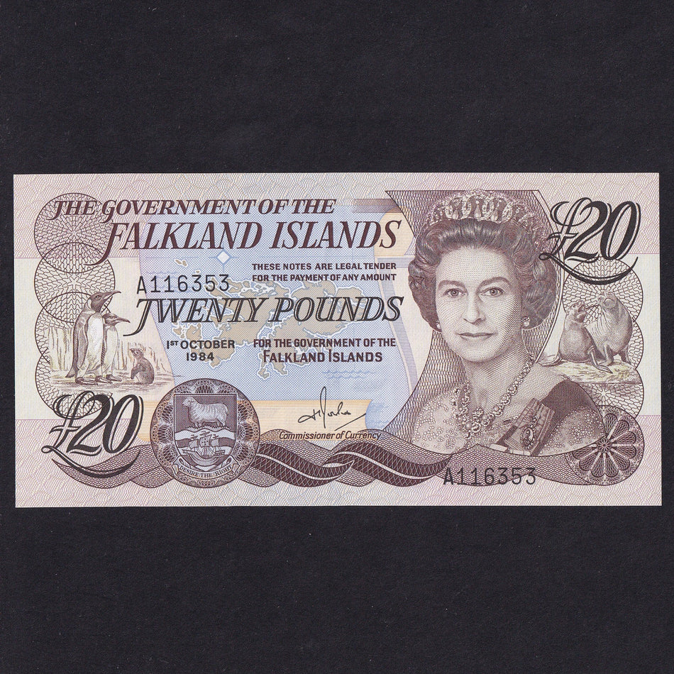 Falkland Islands (P15a) £20, 1st October 1984, QEII, one signature, serial no. A116353, UNC