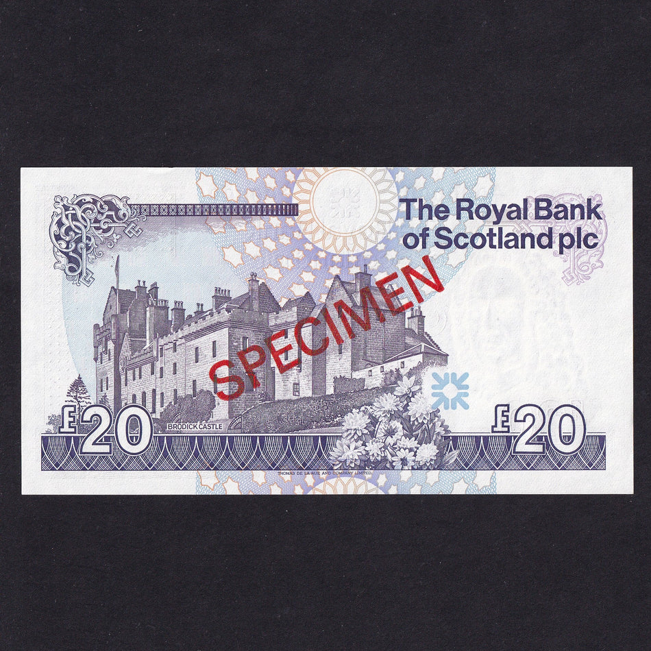 Scotland (P354bs) Royal Bank of Scotland, £20 specimen, 28th January 1992, serial no. A/9 000000, PMS RB105, A/UNC