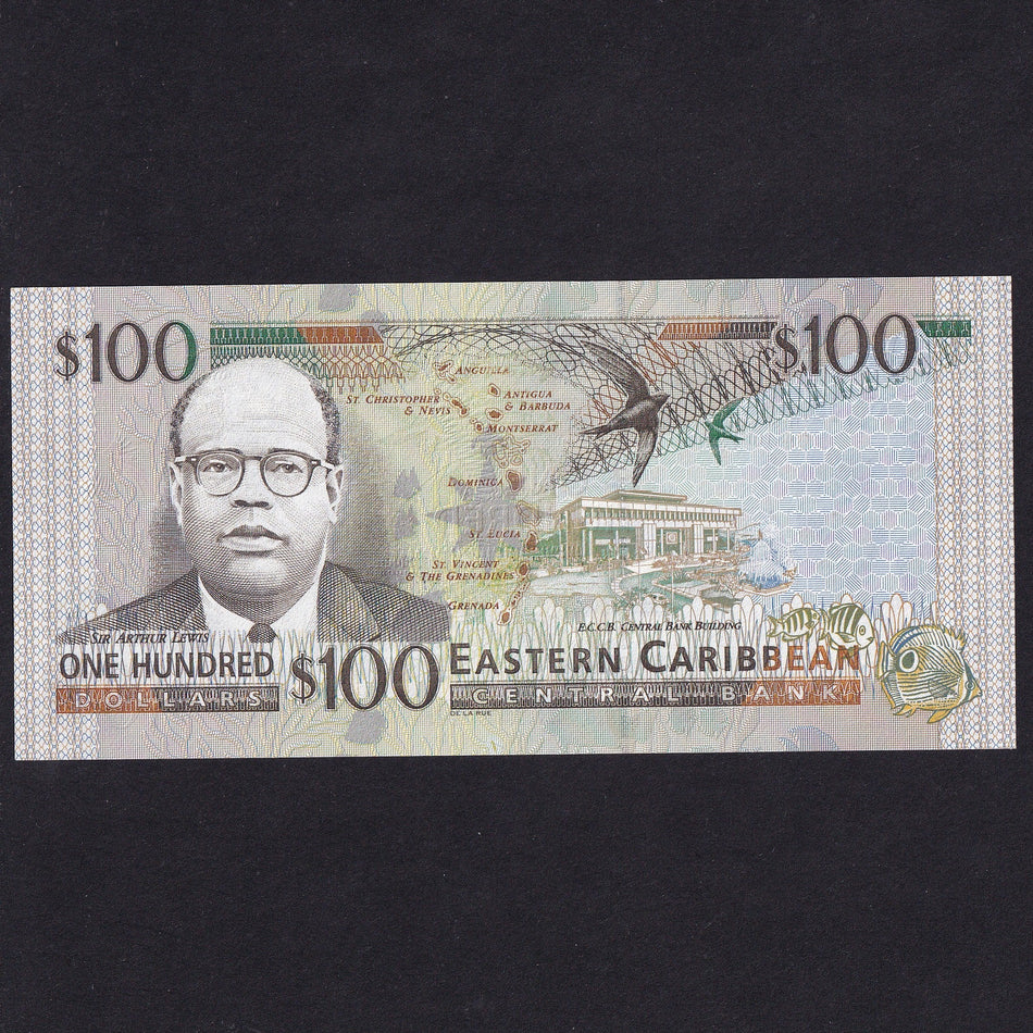 East Caribbean States (P41m) $100, 2000, Montserrat, code letter M, QEII, gold foil flower, UNC