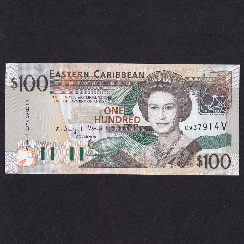 East Caribbean (P55a) $100, 2012, St. Vincent, code letter V, QEII, silver foil flower, UNC