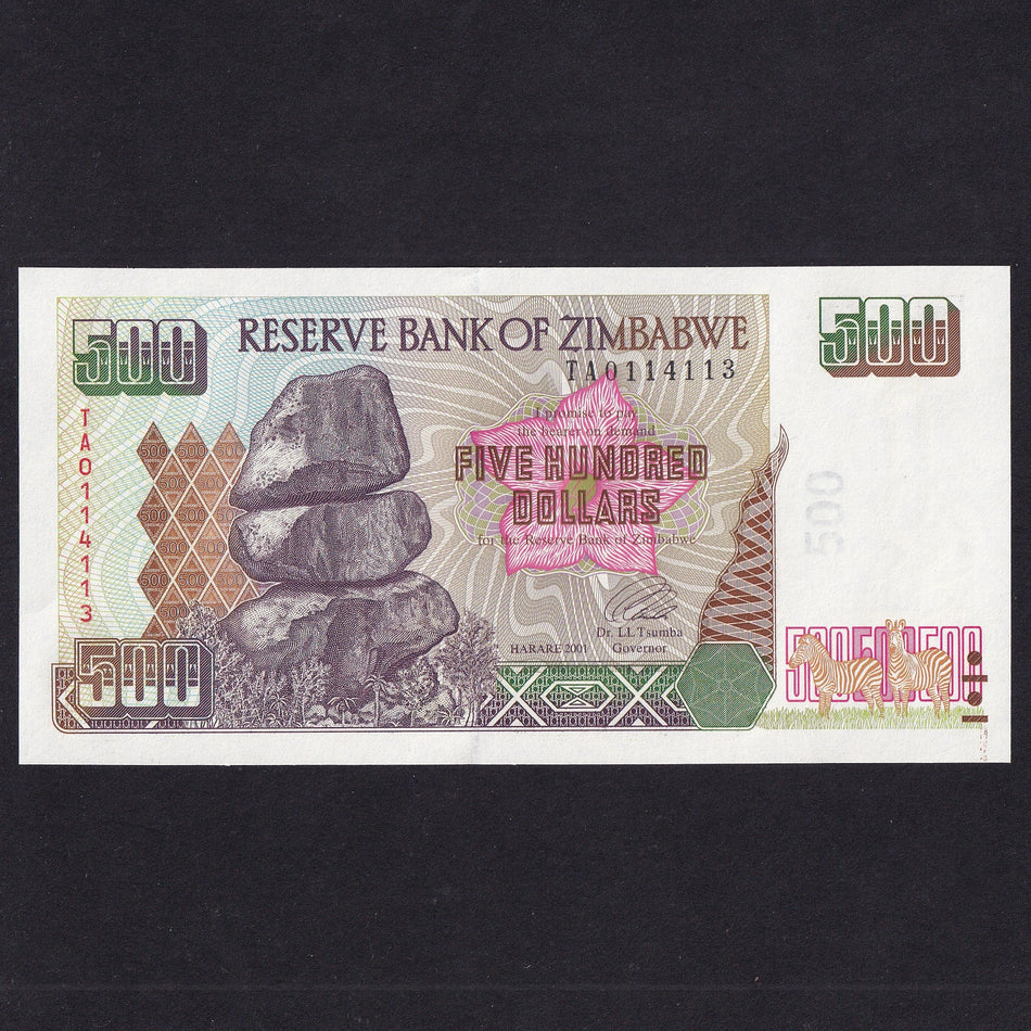 Zimbabwe (P11a) $500, 2001, TA, UNC