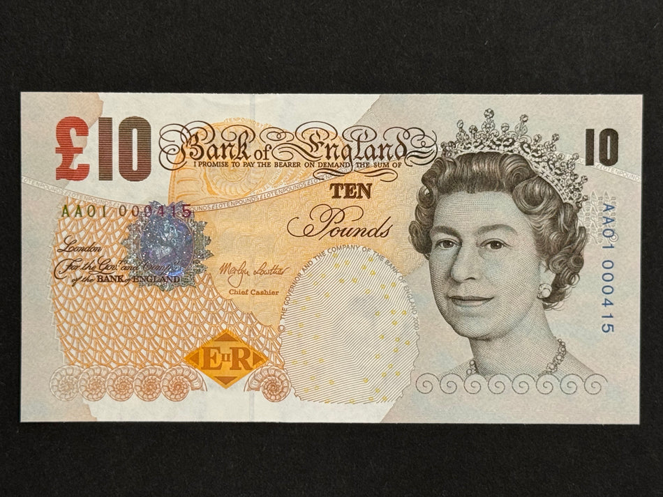 Bank of England (B388) Lowther, £10, AA01 000415, 'The Company', normally the first 500 notes go to bank staff this did, UNC