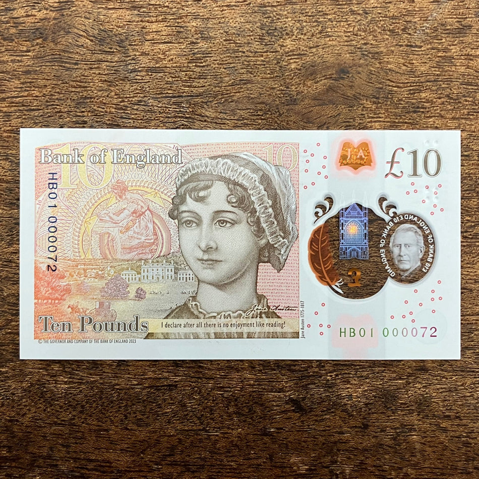 Bank of England (B420) John, £10, King Charles III, first million & low serial, HB01 000072, UNC