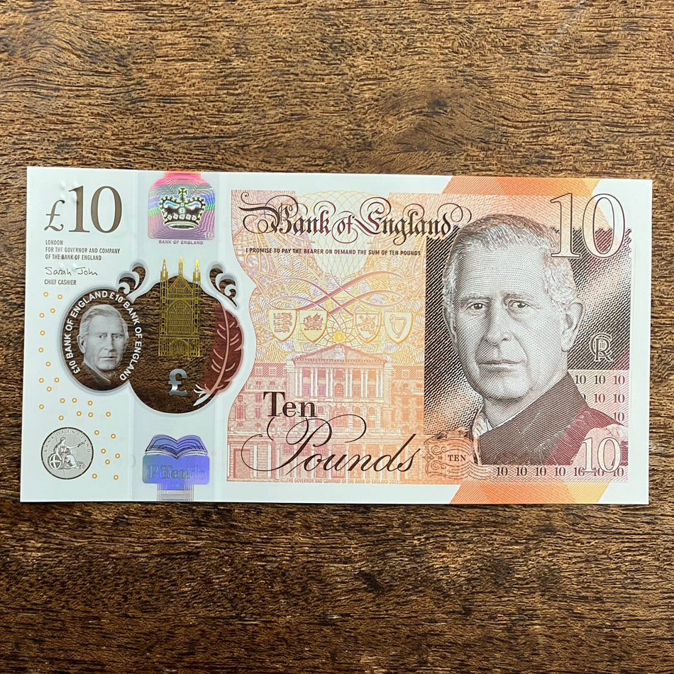Bank of England (B420) John, £10, King Charles III, first million & low serial, HB01 000072, UNC