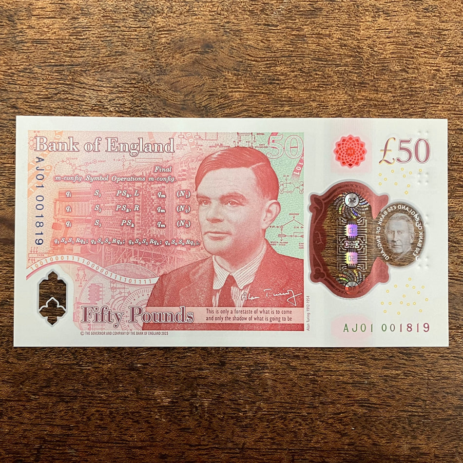 Bank of England (B422) John, £50, King Charles III, first million & low serial, AJ01 001819, UNC